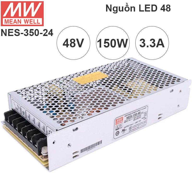 Nguồn DC LED 48V-3.3A MeanWell NES-150-48 có ADJ 44V, 45V, 46V, 47V, 49V, 50V, 51V, 52V