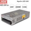 Nguồn LED tổng DC 24V-8.8A MeanWell NES-200-24 có ADJ 25v, 26v, 27v, 28V