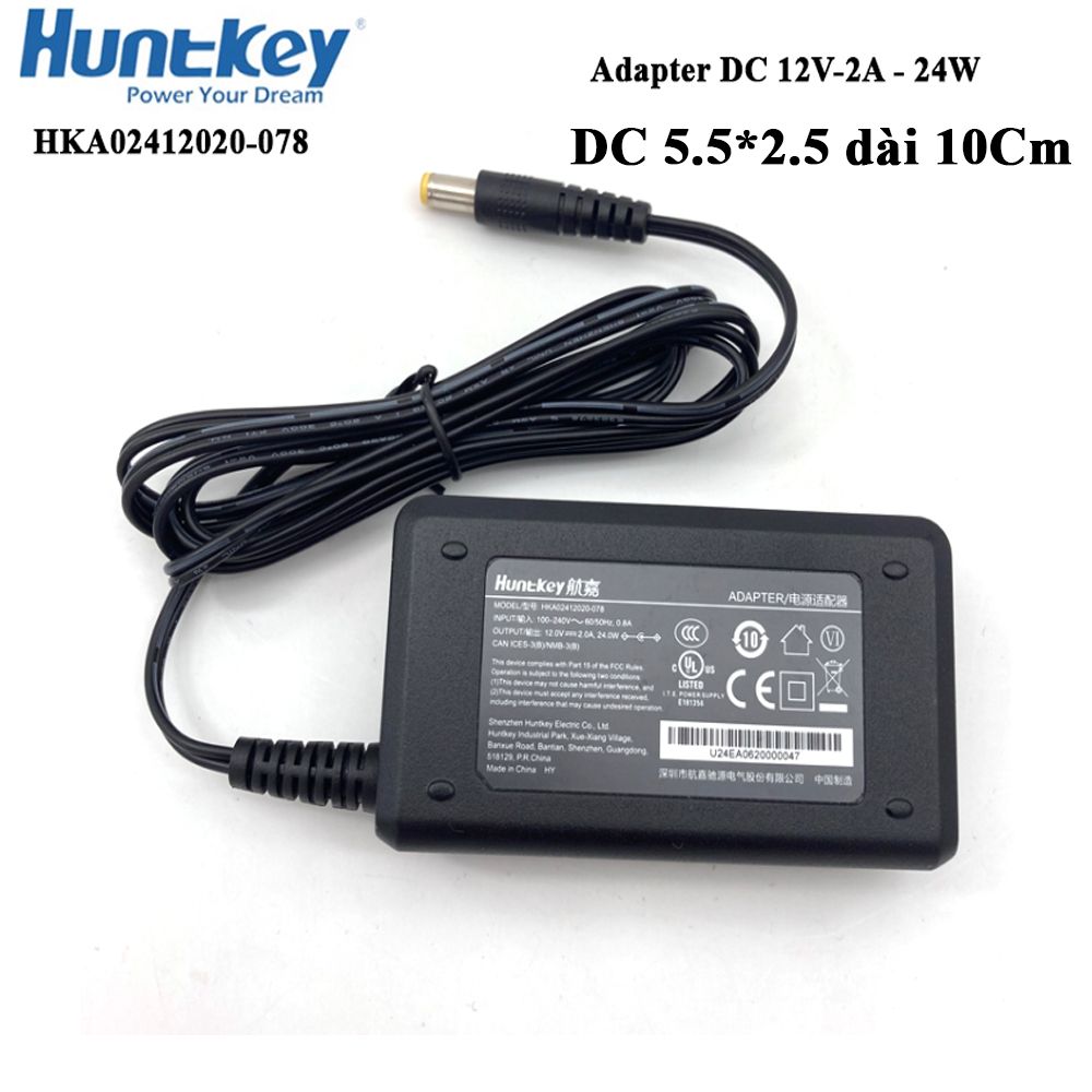 Nguồn adapter DC 12V-2A 24W Huntkey HKA02412020-078