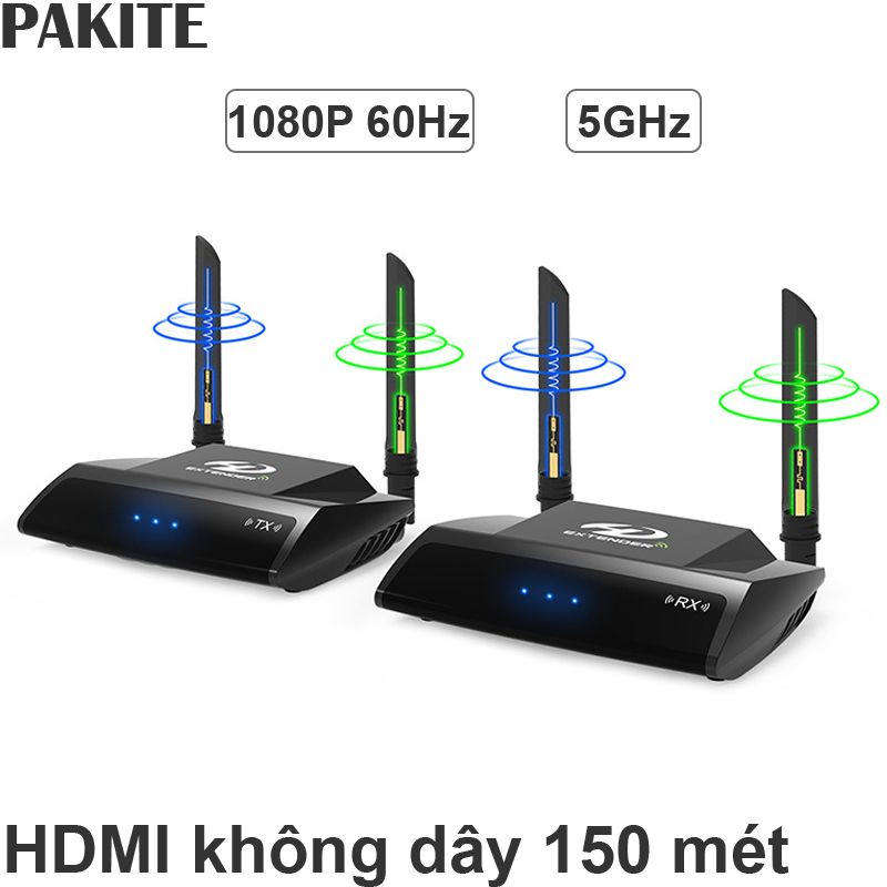 Bộ khuếch đại HDMI không dây 150 mét full HD 1080P băng tần 5GHz Pakite PAT-590