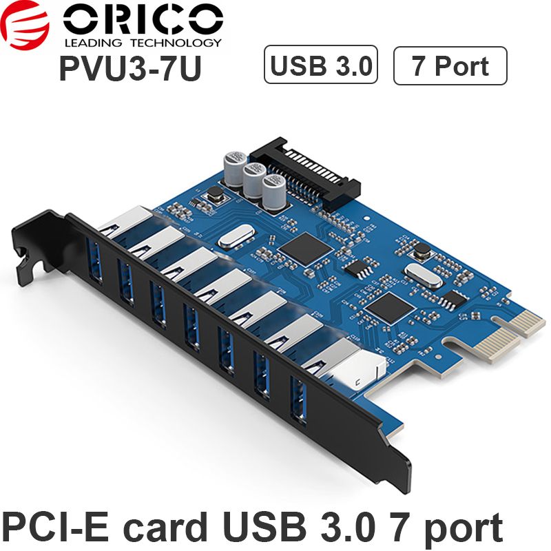 Cạc mở rộng cổng USB 3.0 cho máy tính để bàn - Card PCI-E USB 3.0 7 port Orico PVU3-7U