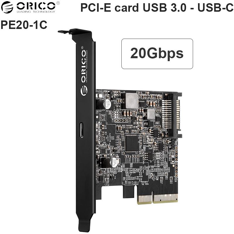 Card PCI-E 4X ra USB 3.2 type C 20Gbps Orico PE20-1C