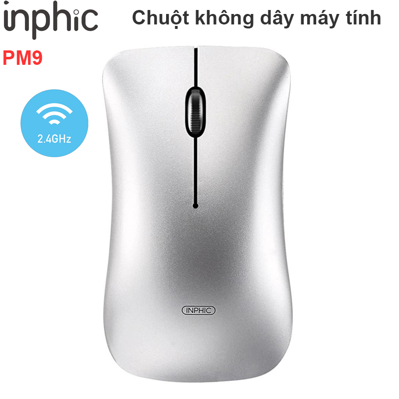 Chuột máy tính không dây 2.4GHz mỏng nhẹ Inphic PM9