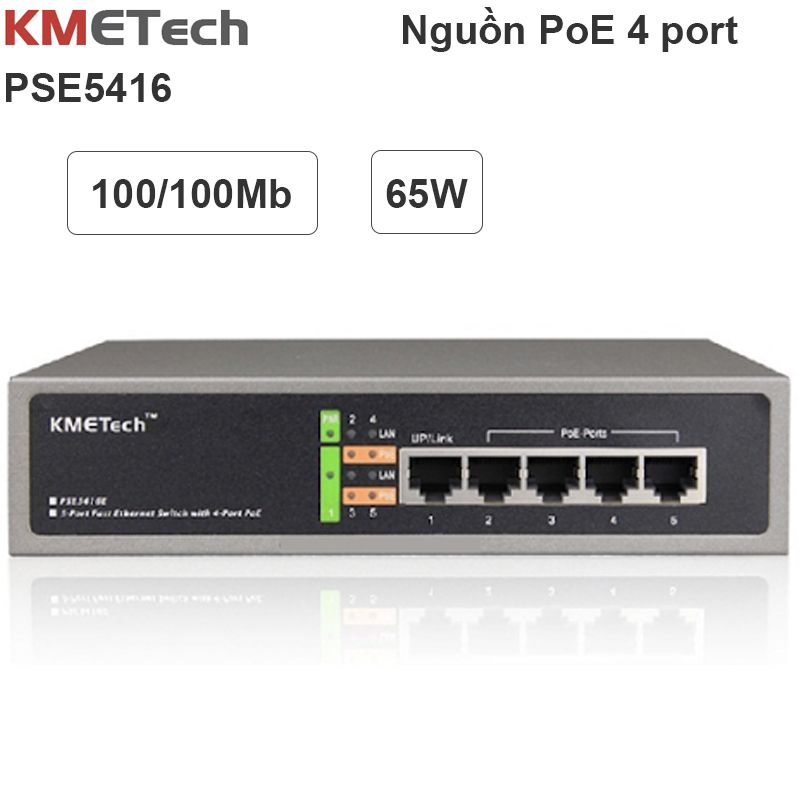 Switch PoE 5 Port (1 Data in+ 4 Data PoE Out) KMETech PSE5416