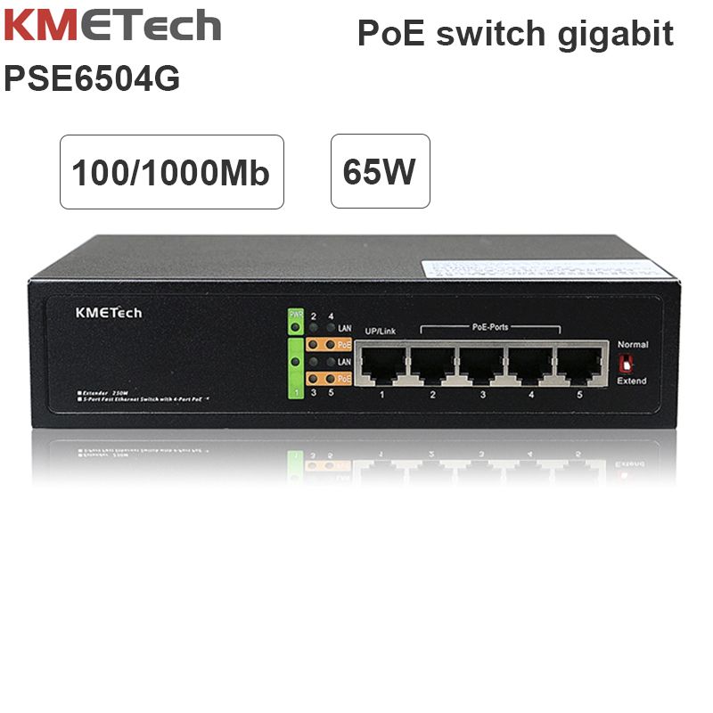  Switch 5 Port với 4 port POE 10/100/1000Mbps KMETech PSE6504G công suất 65W 