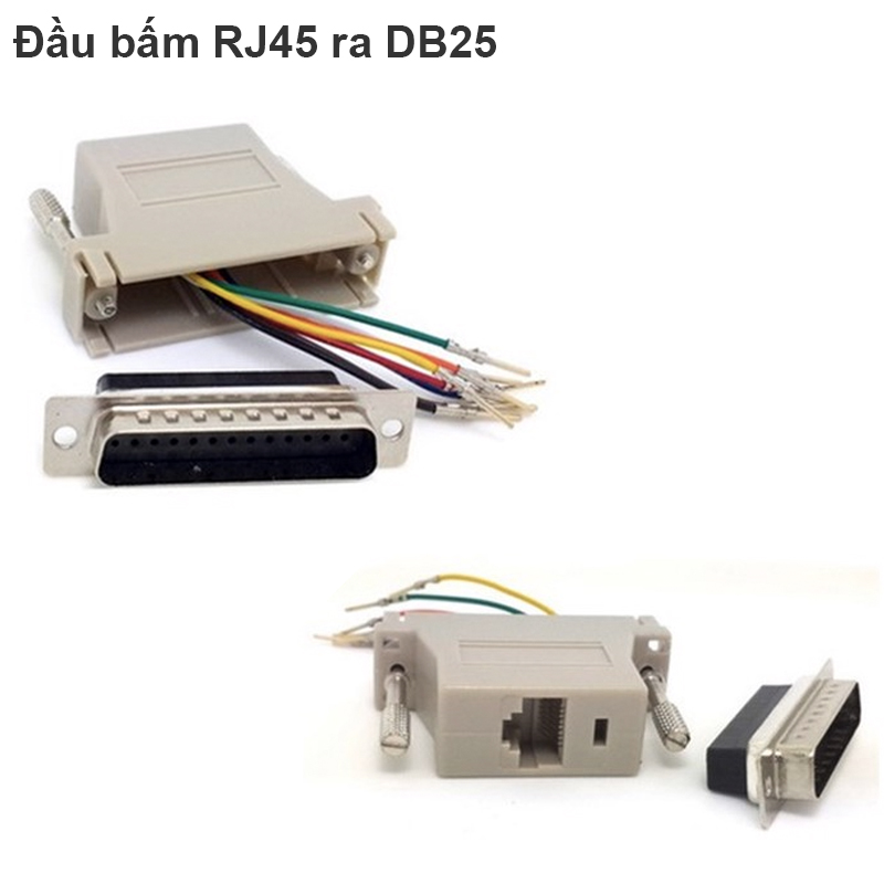 Đầu bấm chuyển đổi RJ45 female sang DB25 male