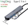 Bộ chuyển USB type C ra HDMI 4K*2k +  USB 3.0*1 + USB 2.0*1 + RJ45  VEGGIEG V-TC05R