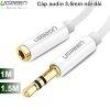 Cáp audio 3.5mm nối dài 0.5M 1M 1.5M 2M 3M 5M Ugreen (vỏ nhựa màu trắng)