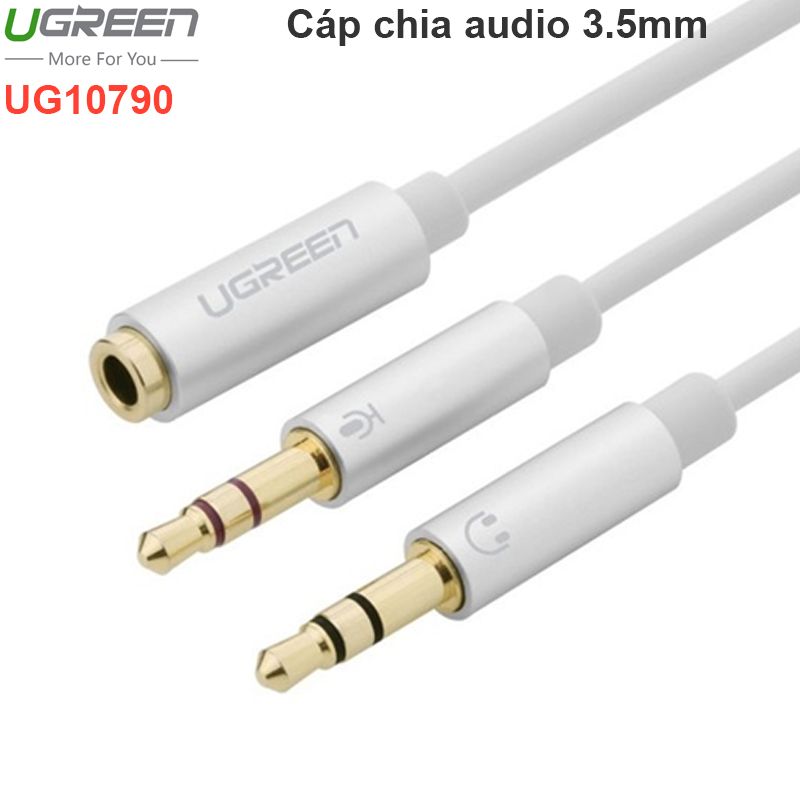 Cáp audio 3.5mm 2 vào 1 micro + audio 20Cm Ugreen 10790