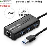  Bộ chia USB 3.0 3 cổng + LAN RJ45 10/100Mbps Ugreen 20266 