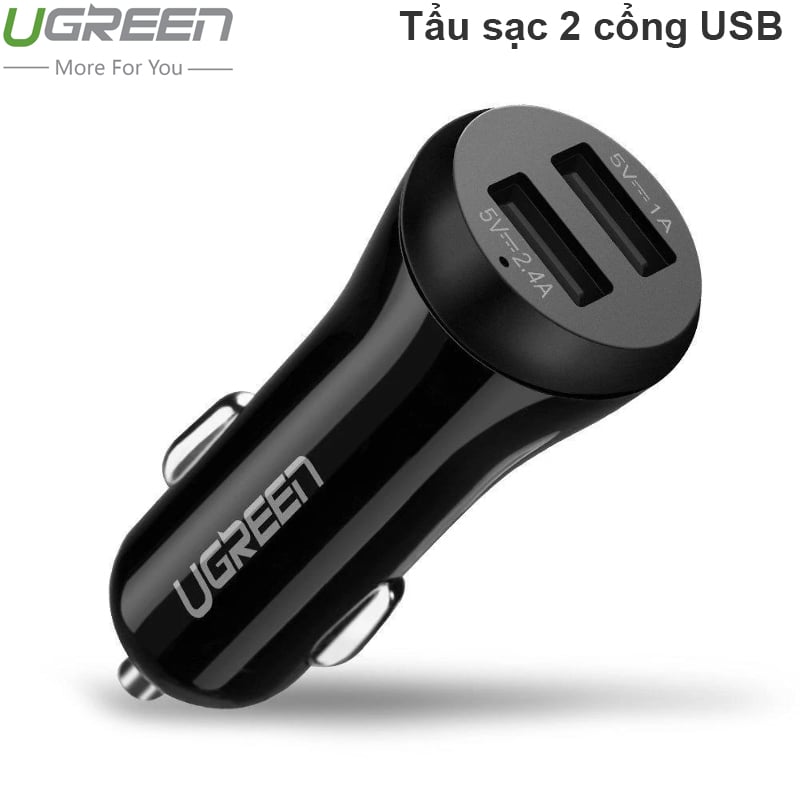 Sạc trên ô tô 2 cổng USB công suất 17W Ugreen 20392 20393