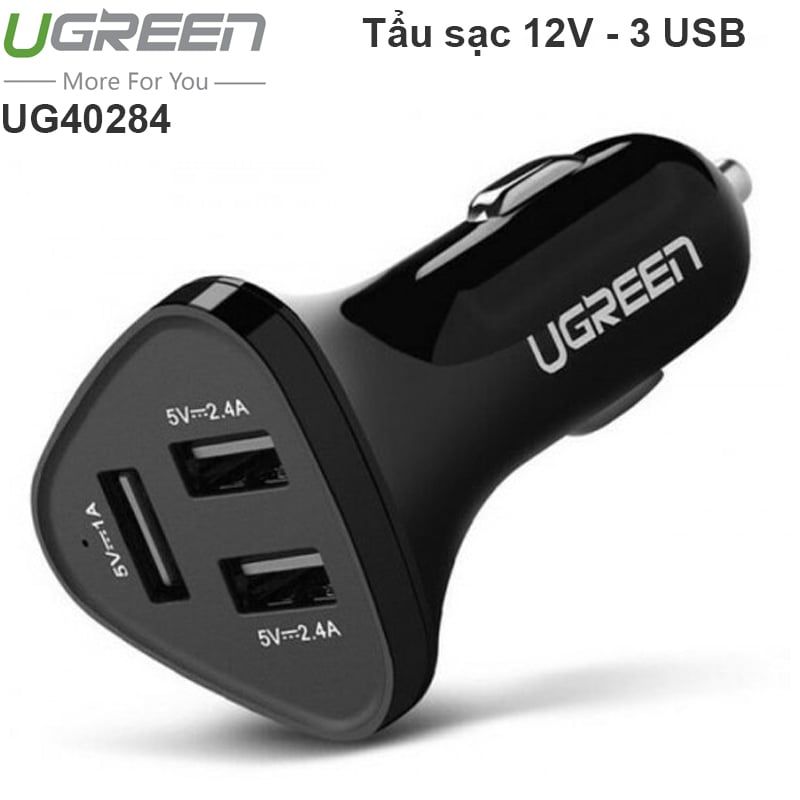 Tẩu sạc đổi nguồn 12V sang 5V 3 cổng USB 5.8A Ugreen 40284