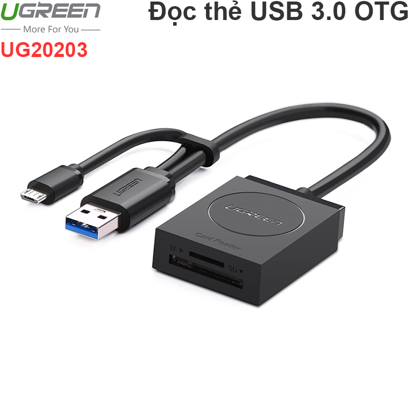 Đầu đọc thẻ nhớ TF SD USB 3.0 micro USB OTG Ugreen 20203
