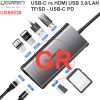 USB-C ra HDMI 4K RJ45 SD Micro SD 3 cổng USB 3.0 Ugreen 50538