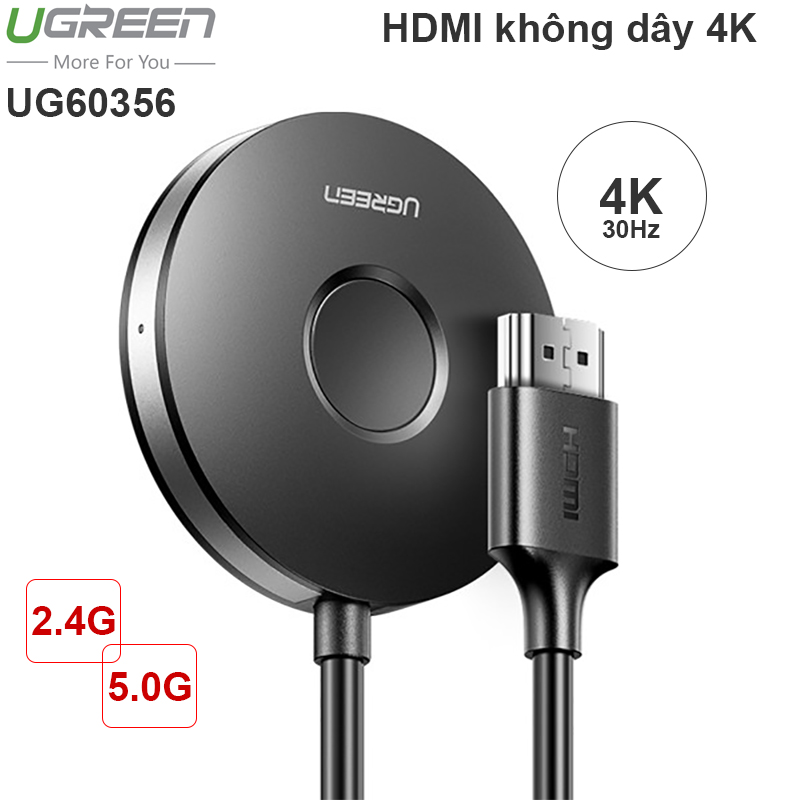 HDMI không dây Ugreen 60356 WiFi 2.4G 5G 4K kết Nối Điện Thoại Laptop Máy tính bản lên TiVi