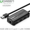 Bộ chia USB 2.0 3 cổng + LAN RJ45 10/100Mbps Ugreen 20264