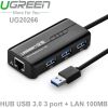 Bộ chia USB 3.0 3 cổng + LAN RJ45 10/100Mbps Ugreen 20266