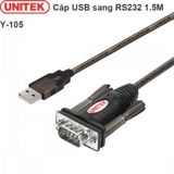  Cáp USB to RS232 1.5m Unitek Y-105 hỗ trợ Win7 8 10 