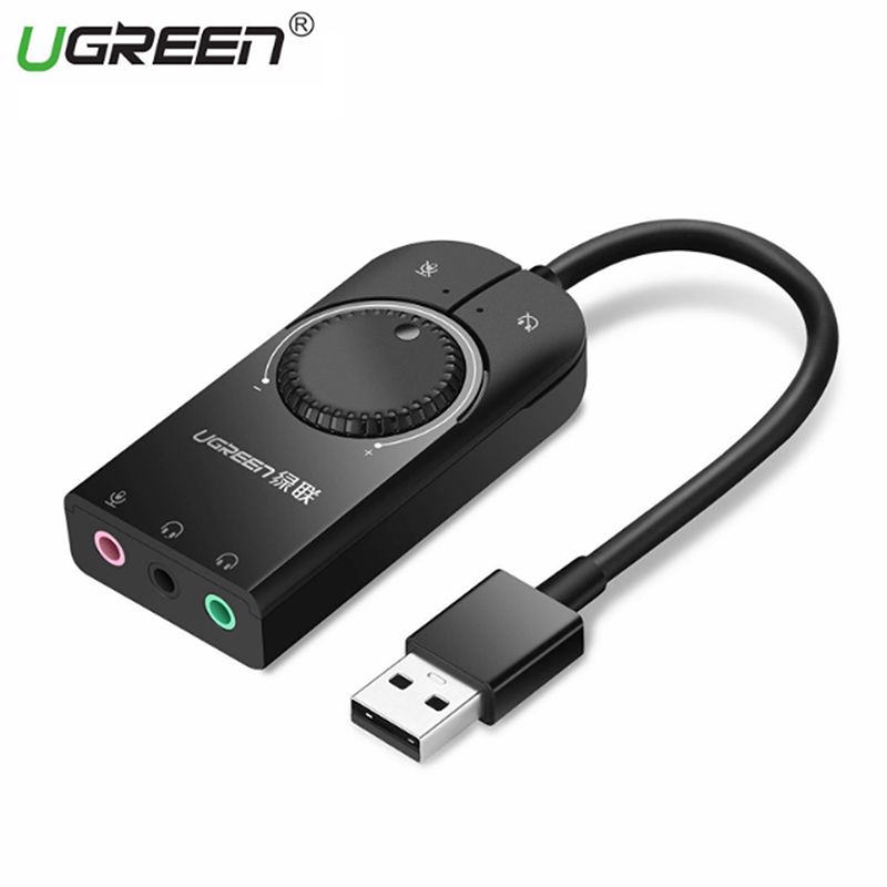 Cạc sound USB 3.5mm (micro/tai nghe) Volume control UGREEN 40964 (màu đen)