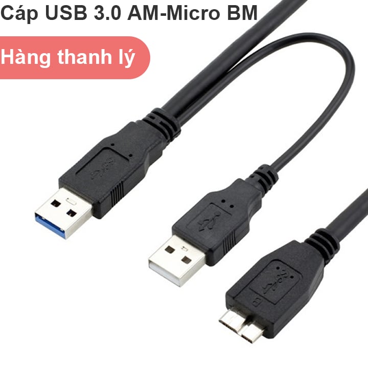 Cáp USB 3.0 AM sang Micro BM cho Ổ cứng di động 0.6m có USB hỗ trợ nguồn