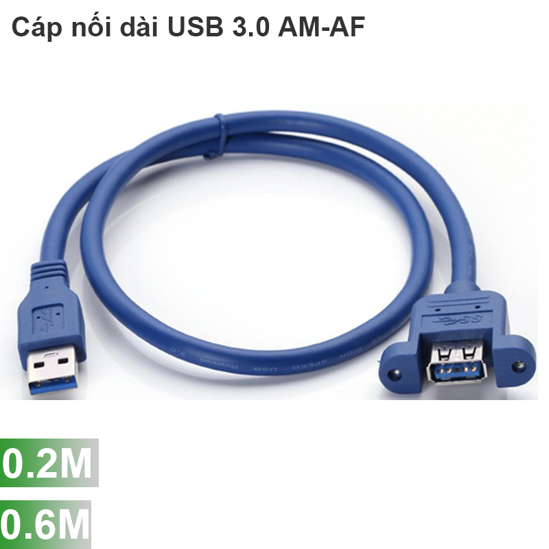 Cáp nối dài USB 3.0 AM-AF 0.2M 0.6M có tai bắt vít