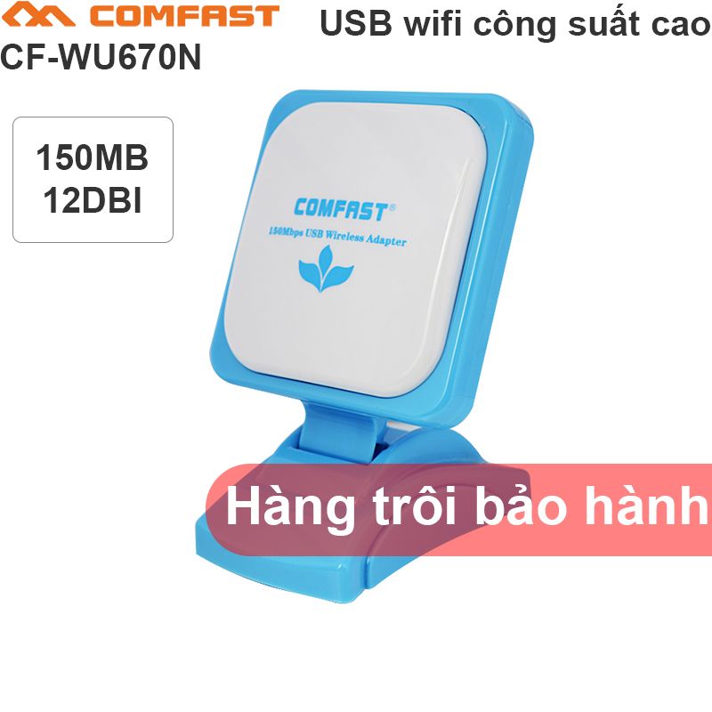 Bộ thu phát USB Wifi công suất cao COMFAST CF-WU670N - 150Mps- Anten 12dBi- Cáp USB 3 mét