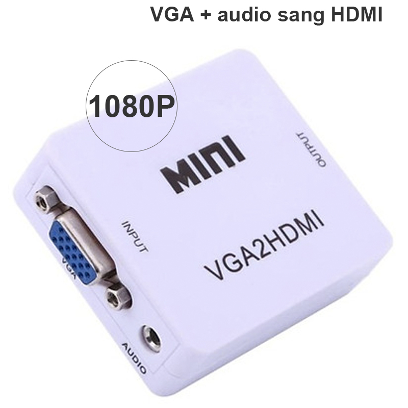 Bộ chuyển đổi VGA và Audio sang HDMI vỏ nhựa 1080P