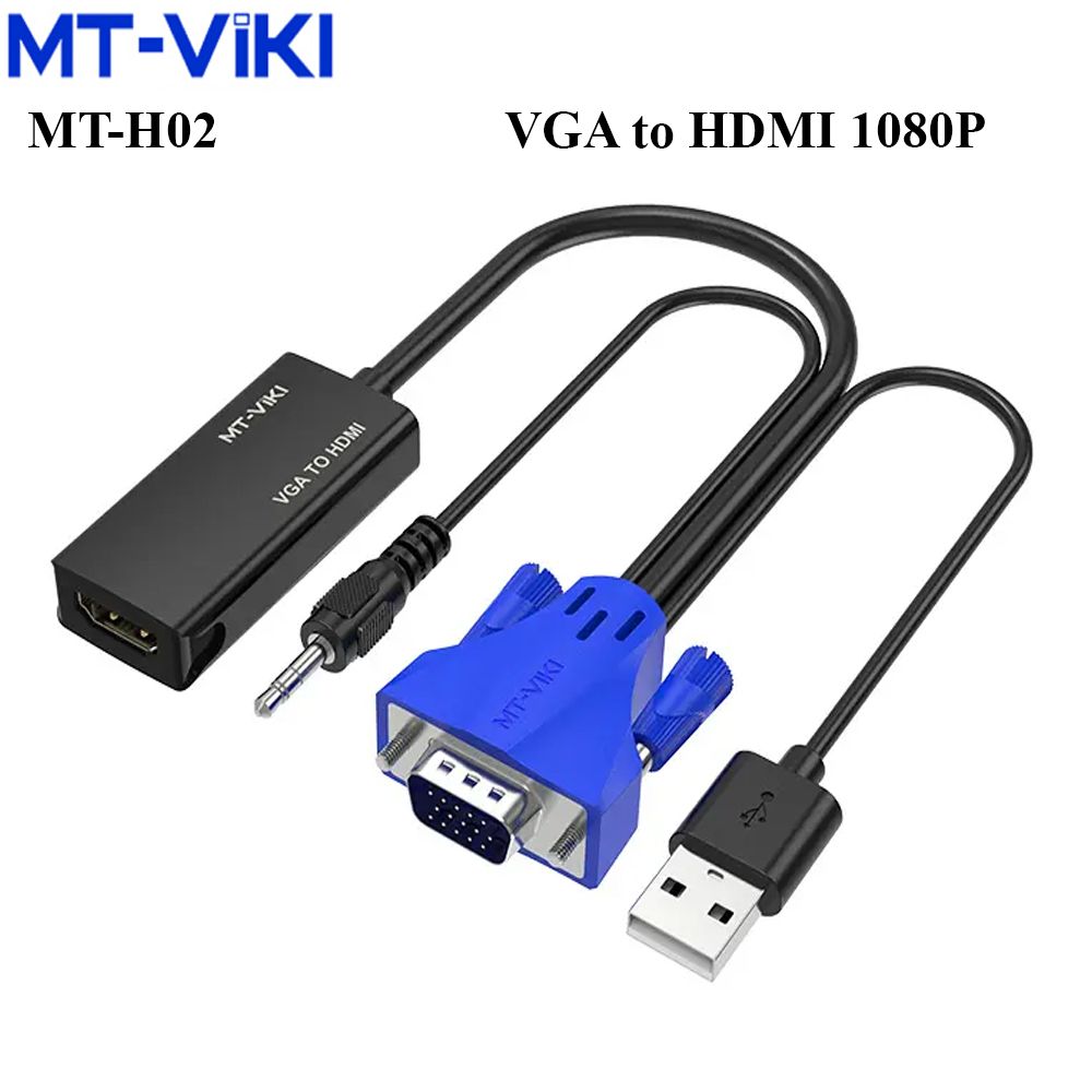 Cáp chuyển đổi VGA audio sang HDMI 1080P MT-Viki MT-H02