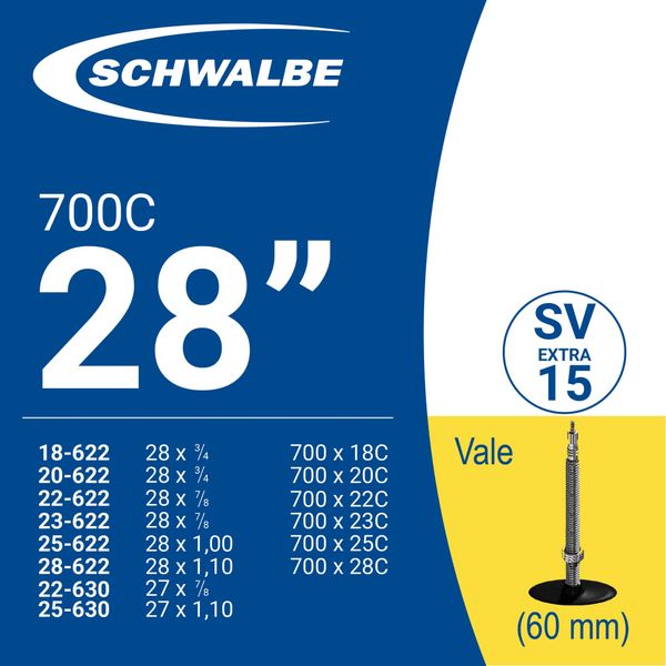 RUỘT XE ĐẠP SCHWALBE 700c SV15 (60mm)