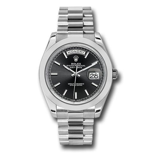 Đồng hồ Rolex 950 Platinum Day-Date Smooth Bezel Black Index Dial President Bracelet 228206 bkip 40mm