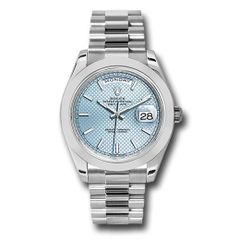 Đồng hồ Rolex 950 Platinum Day-Date Smooth Bezel Ice Blue Diagonal Motif Index Dial President Bracelet 228206 ibdmip 40mm