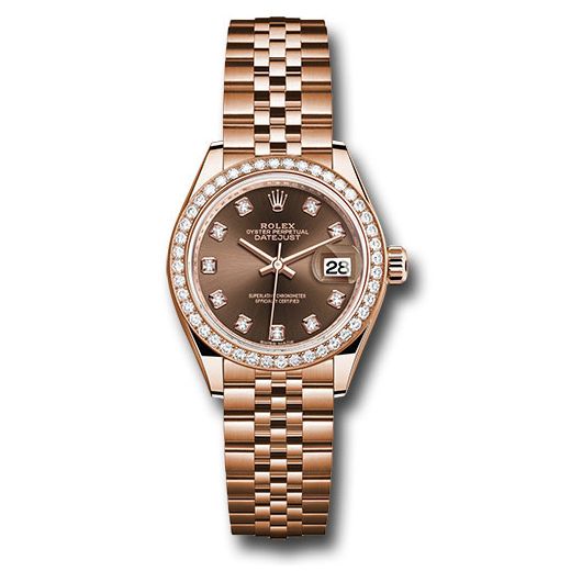 Đồng hồ Rolex Everose Gold Lady-Datejust 44 Diamond Bezel Chocolate Diamond Dial Jubilee Bracelet 279135RBR chodj 28mm