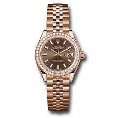 Đồng hồ Rolex Everose Gold Lady-Datejust 44 Diamond Bezel Chocolate Index Dial Jubilee Bracelet 279135RBR choij 28mm
