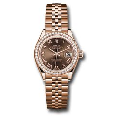 Đồng hồ Rolex Everose Gold Lady-Datejust 44 Diamond Bezel Chocolate Roman Dial Jubilee Bracelet 279135RBR chorj 28mm