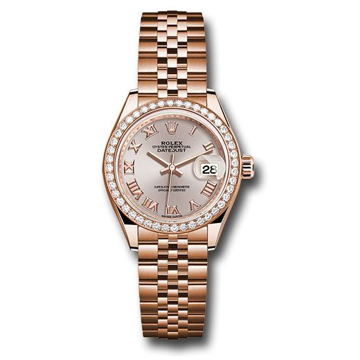 Đồng hồ Rolex Everose Gold Lady-Datejust 44 Diamond Bezel Sundust Roman Dial Jubilee Bracelet 279135RBR srj 28mm