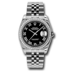 Đồng hồ Rolex Steel & White Gold Datejust 52 Diamond Bezel Black Roman Dial Jubilee Bracelet 116244 bkrj 36mm