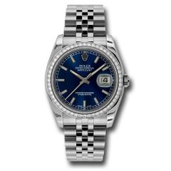 Đồng hồ Rolex Steel & White Gold Datejust 52 Diamond Bezel Blue Index Dial Jubilee Bracelet 116244 Blij 36mm