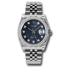 Đồng hồ Rolex Steel & White Gold Datejust 52 Diamond Bezel Blue Jubilee Diamond Dial Jubilee Bracelet 116244 bljdj 36mm