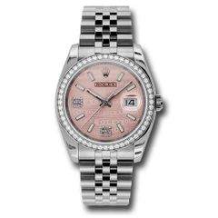 Đồng hồ Rolex Steel & White Gold Datejust 52 Diamond Bezel Pink Wave Diamond 6 & 9 Arabic Dial Jubilee Bracelet 116244 pwdaj 36mm