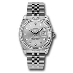 Đồng hồ Rolex Steel & White Gold Datejust 52 Diamond Bezel Silver Diamond Dial Jubilee Bracelet 116244 sdj 36mm