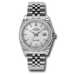 Đồng hồ Rolex Steel & White Gold Datejust 52 Diamond Bezel Silver Index Dial Jubilee Bracelet 116244 sij 36mm
