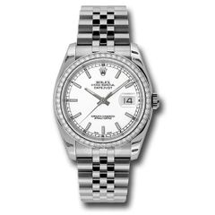 Đồng hồ Rolex Steel & White Gold Datejust 52 Diamond Bezel White Index Dial Jubilee Bracelet 116244 wij 36mm
