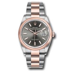 Đồng hồ Rolex Steel & Everose Rolesor Datejust Domed Bezel Dark Rhodium Index Dial Oyster Bracelet 126201 dkrio 36mm