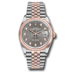 Đồng hồ Rolex Everose Rolesor Datejust Domed Bezel Slate Fluted Motif Diamond Dial Jubilee Bracelet 126201 slflmdj 36mm