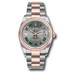 Đồng hồ Rolex Everose Rolesor Datejust Domed Bezel Slate Roman Dial Oyster Bracelet 126201 slgro 36mm