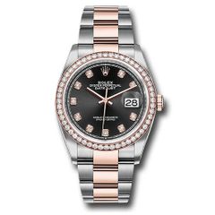 Đồng hồ Rolex Steel & Everose Rolesor Datejust Diamond Bezel Black Diamond Dial Oyster Bracelet 126281RBR bkdo 36mm