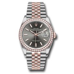 Đồng hồ Rolex Steel & Everose Rolesor Datejust Diamond Bezel Dark Rhodium Index Dial Jubilee Bracelet 126281RBR dkrij 36mm