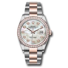 Đồng hồ Rolex Steel & Everose Rolesor Datejust Diamond Bezel White Mother-Of-Pearl Diamond Dial Oyster Bracelet 126281RBR mdo 36mm