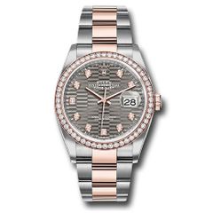 Đồng hồ Rolex Everose Rolesor Datejust Diamond Bezel Slate Fluted Motif Diamond Dial Oyster Bracelet 126281rbr slflmdo 36mm