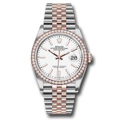 Đồng hồ Rolex Steel & Everose Rolesor Datejust Diamond Bezel White Index Dial Jubilee Bracelet 126281RBR wij 36mm